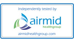 Airmid 認定フィルターにより空気中のアレルゲンの 90％を除去
