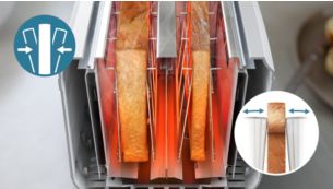 Evenly toast any bread with 2 large self-centring slots